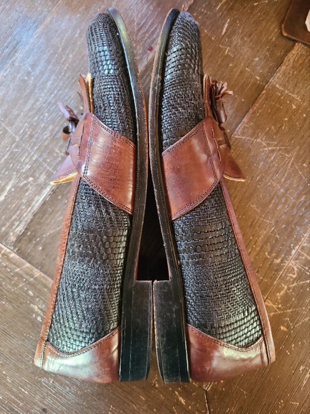 Johnston & Murphy Cellini Made in Italy Woven Leather Tassel Kiltie Loafers 10M